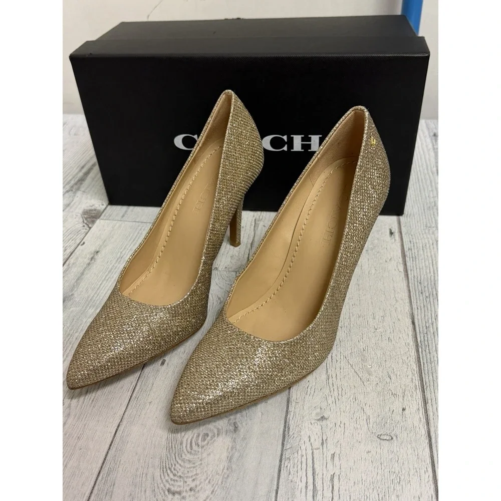 Coach Addie 90 Metallic Mesh Pumps Size 6B Women's